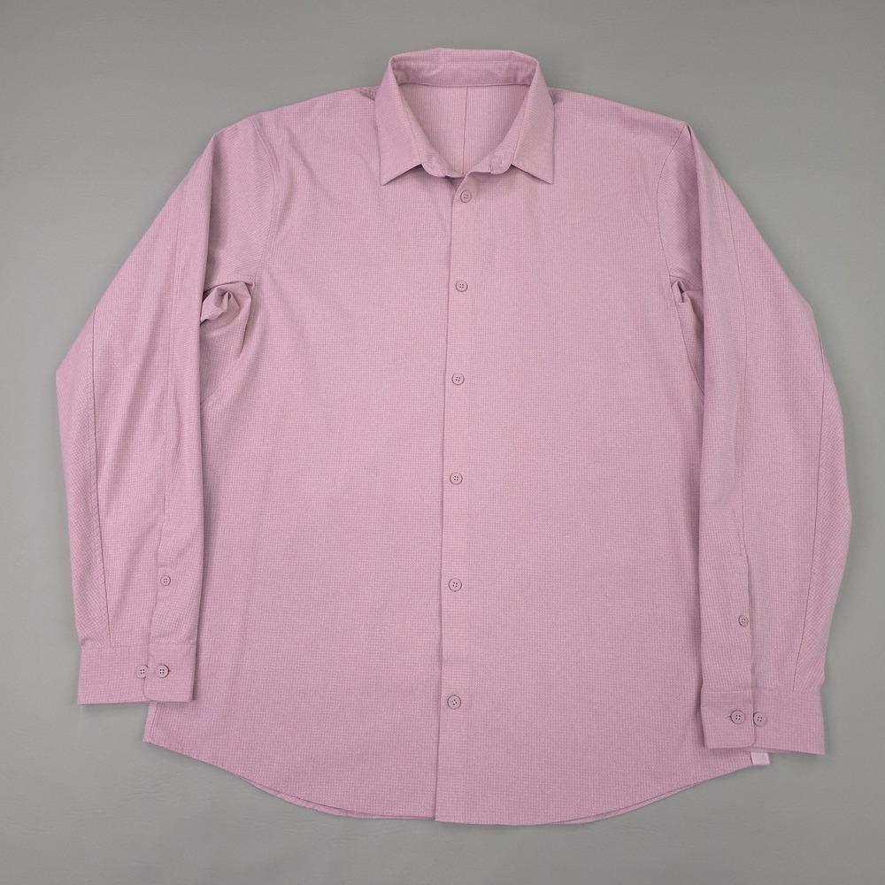 Lululemon Shirt Mens XXL Pink Check Long Sleeve Button Up New Venture Casual - Picture 2 of 14